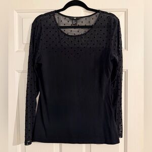H&M Black Sheer Polka Dot Top